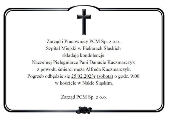 Kondolencje od Zarządu i pracowników szpitala