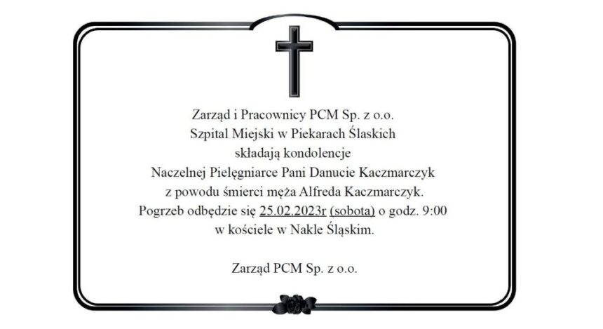 Kondolencje od Zarządu i pracowników szpitala