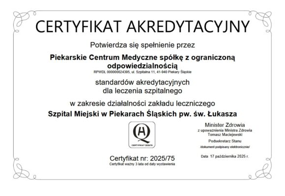 Piekarskie Centrum Medyczne z akredytacją